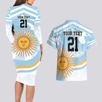 Custom Argentina Rugby Couples Matching Long Sleeve Bodycon Dress and Hawaiian Shirt Summer Paris 2024 LT9 - Wonder Print Shop