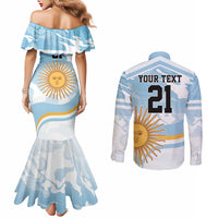 Custom Argentina Rugby Couples Matching Mermaid Dress and Long Sleeve Button Shirt Summer Paris 2024