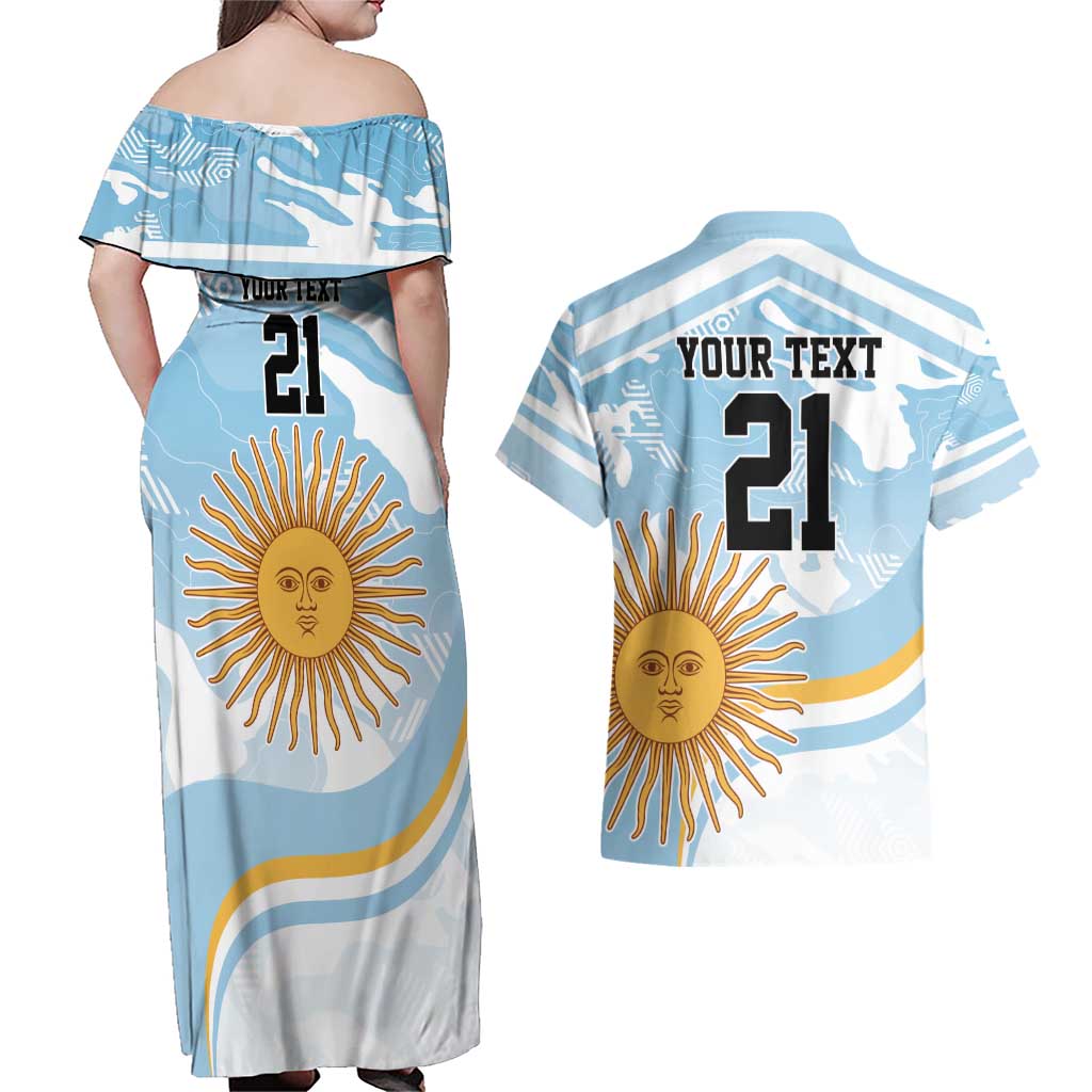 Custom Argentina Rugby Couples Matching Off Shoulder Maxi Dress and Hawaiian Shirt Summer Paris 2024 LT9 - Wonder Print Shop