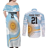 Custom Argentina Rugby Couples Matching Off Shoulder Maxi Dress and Long Sleeve Button Shirt Summer Paris 2024 LT9 - Wonder Print Shop