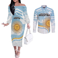 Custom Argentina Rugby Couples Matching Off The Shoulder Long Sleeve Dress and Long Sleeve Button Shirt Summer Paris 2024