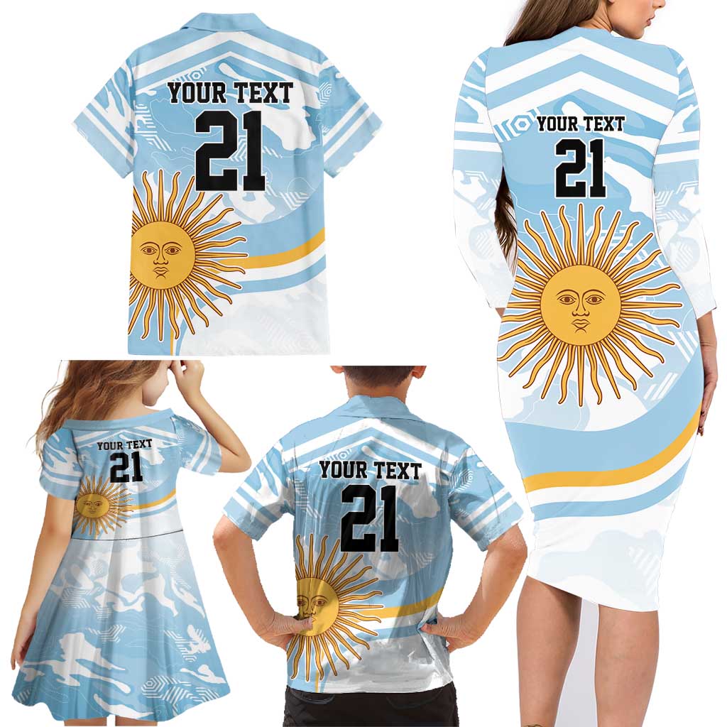 Custom Argentina Rugby Family Matching Long Sleeve Bodycon Dress and Hawaiian Shirt Summer Paris 2024 LT9 - Wonder Print Shop