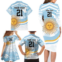 Custom Argentina Rugby Family Matching Long Sleeve Bodycon Dress and Hawaiian Shirt Summer Paris 2024 LT9 - Wonder Print Shop