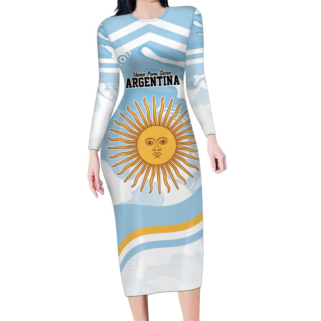 Custom Argentina Rugby Family Matching Long Sleeve Bodycon Dress and Hawaiian Shirt Summer Paris 2024 LT9 - Wonder Print Shop