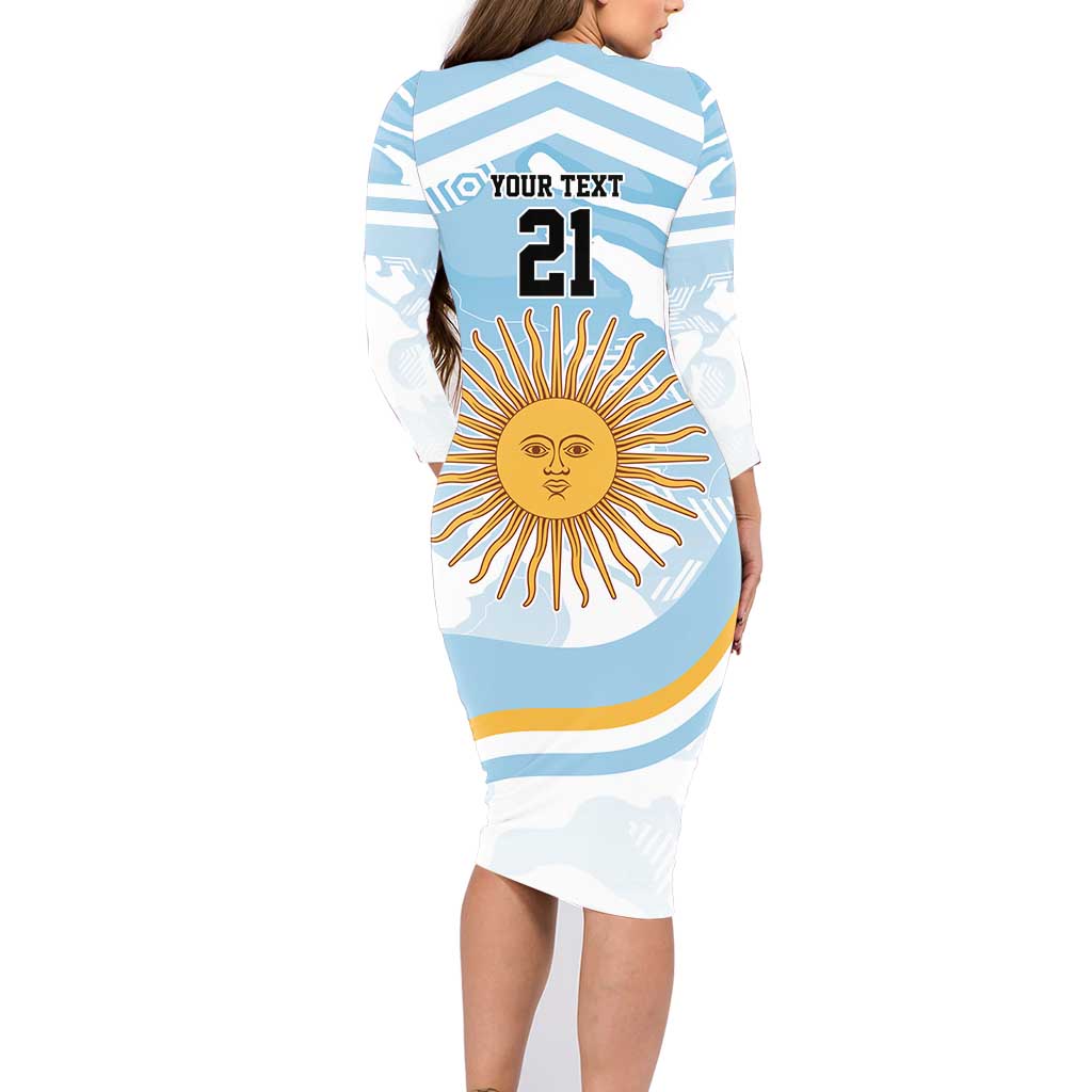 Custom Argentina Rugby Family Matching Long Sleeve Bodycon Dress and Hawaiian Shirt Summer Paris 2024 LT9 - Wonder Print Shop