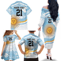 Custom Argentina Rugby Family Matching Off The Shoulder Long Sleeve Dress and Hawaiian Shirt Summer Paris 2024 - Wonder Print Shop