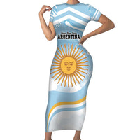 Custom Argentina Rugby Family Matching Short Sleeve Bodycon Dress and Hawaiian Shirt Summer Paris 2024 - Wonder Print Shop