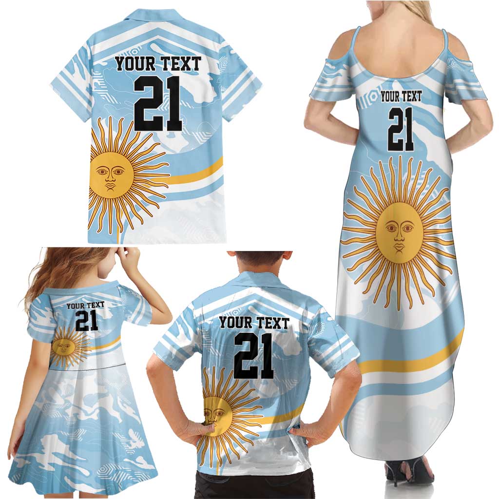 Custom Argentina Rugby Family Matching Summer Maxi Dress and Hawaiian Shirt Summer Paris 2024 - Wonder Print Shop