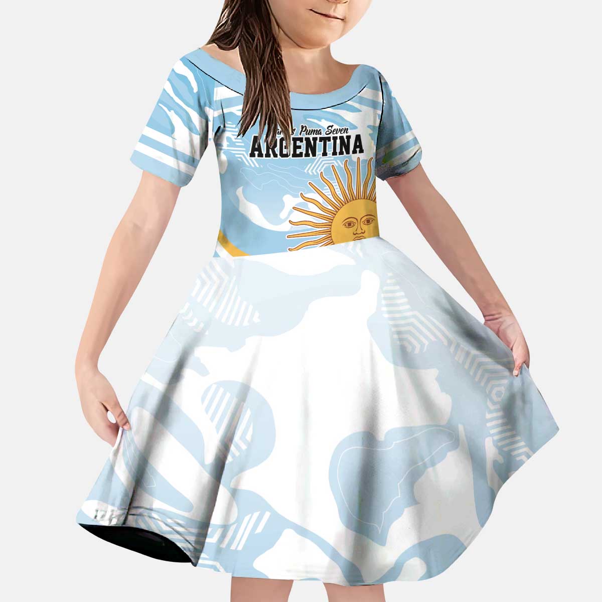 Custom Argentina Rugby Kid Short Sleeve Dress Summer Paris 2024 - Wonder Print Shop