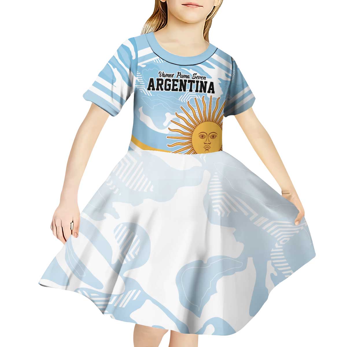 Custom Argentina Rugby Kid Short Sleeve Dress Summer Paris 2024 - Wonder Print Shop