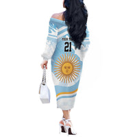 Custom Argentina Rugby Off The Shoulder Long Sleeve Dress Summer Paris 2024 - Wonder Print Shop