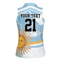Custom Argentina Rugby Women Sleeveless Polo Shirt Summer Paris 2024 - Wonder Print Shop