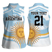 Custom Argentina Rugby Women Sleeveless Polo Shirt Summer Paris 2024 - Wonder Print Shop