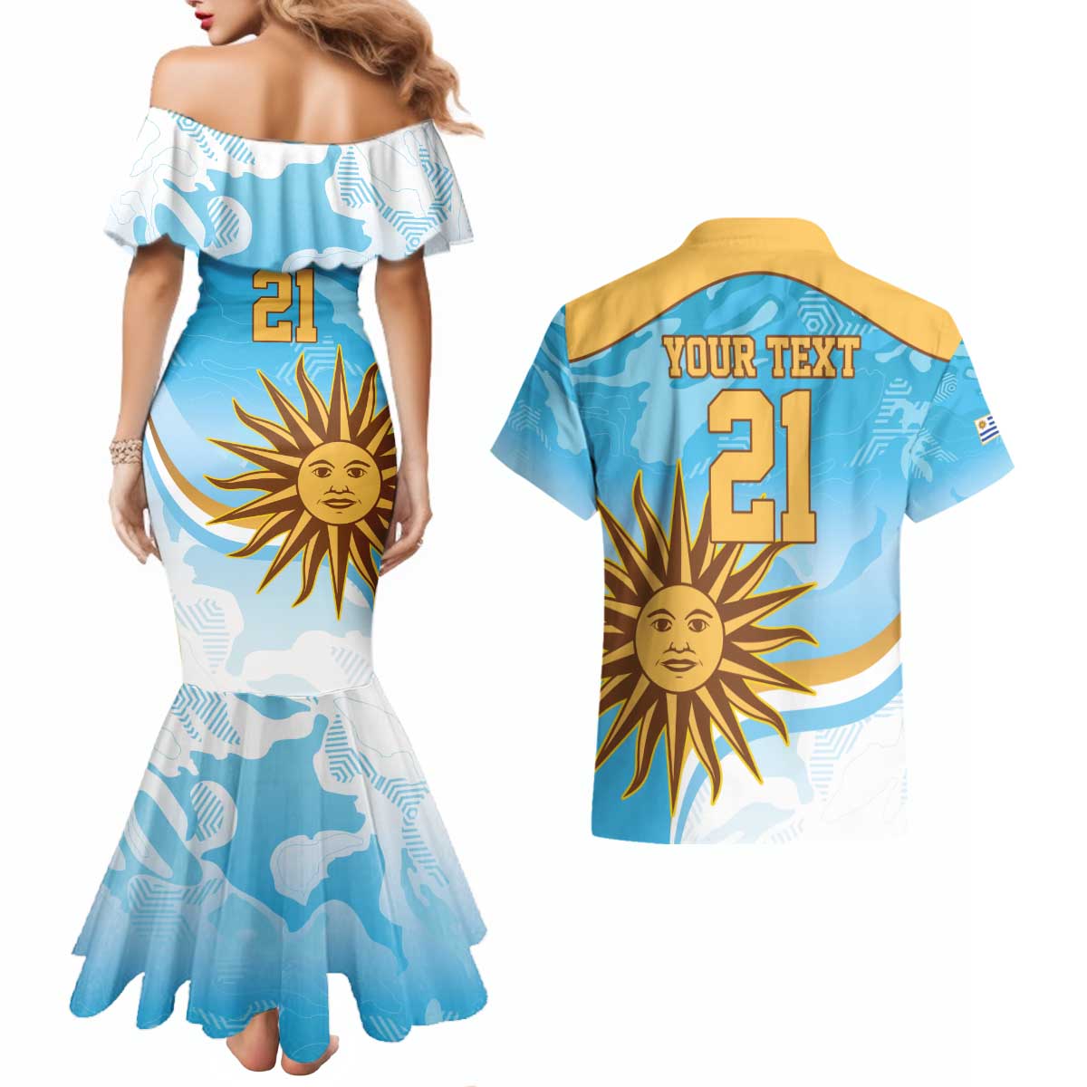 Custom Uruguay Rugby Couples Matching Mermaid Dress and Hawaiian Shirt Go Teros Summer Paris 2024 LT9 - Wonder Print Shop