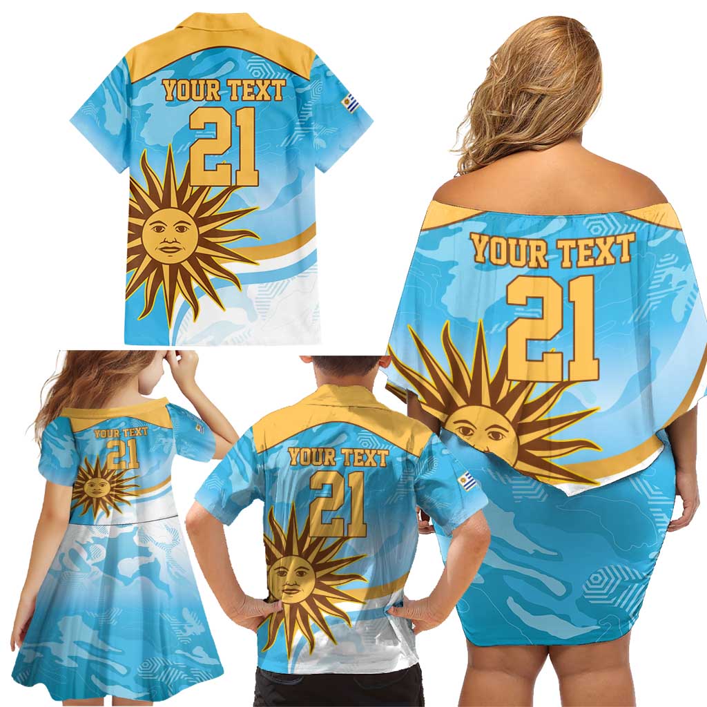 Custom Uruguay Rugby Family Matching Off Shoulder Short Dress and Hawaiian Shirt Go Teros Summer Paris 2024 LT9 - Wonder Print Shop