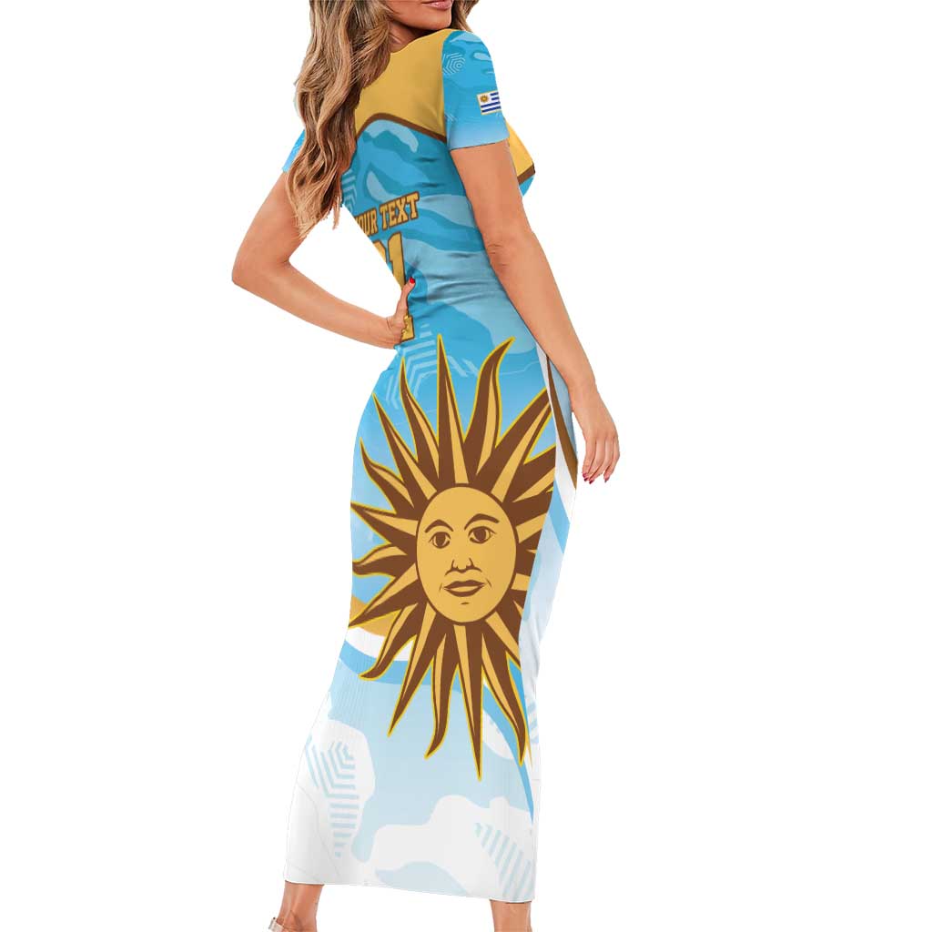 Custom Uruguay Rugby Family Matching Short Sleeve Bodycon Dress and Hawaiian Shirt Go Teros Summer Paris 2024 - Wonder Print Shop