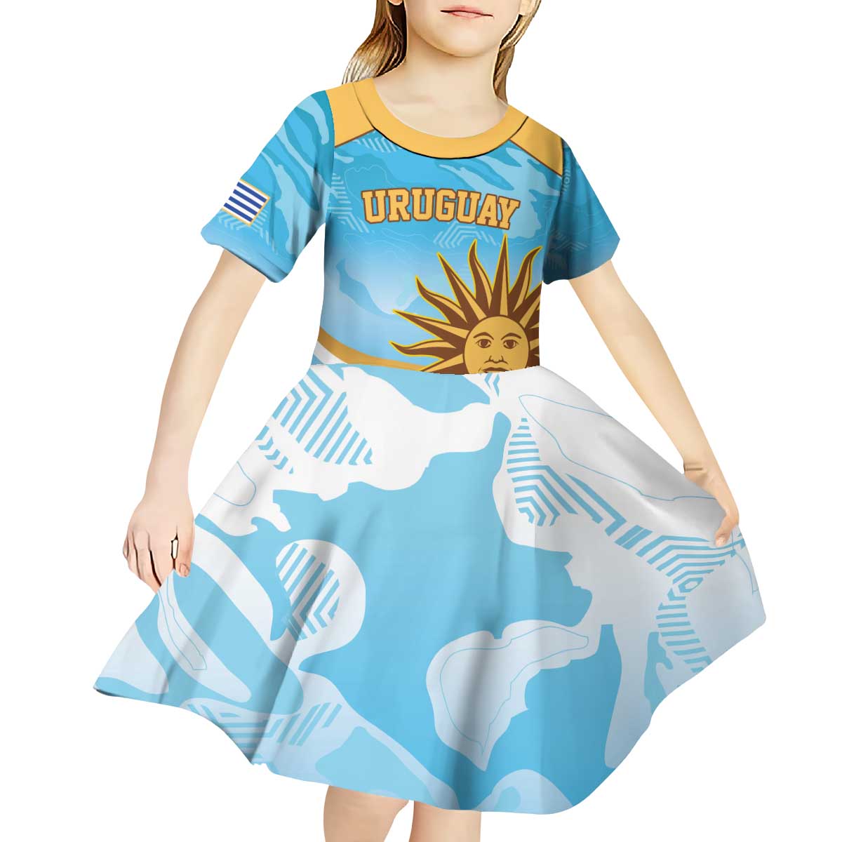Custom Uruguay Rugby Kid Short Sleeve Dress Go Teros Summer Paris 2024 - Wonder Print Shop