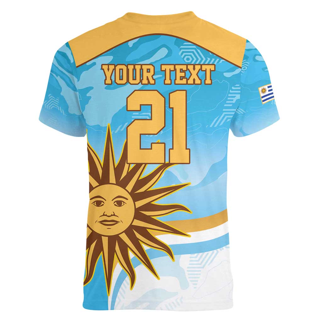 Custom Uruguay Rugby Women V-Neck T-Shirt Go Teros Summer Paris 2024 - Wonder Print Shop