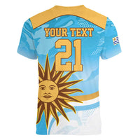 Custom Uruguay Rugby Women V-Neck T-Shirt Go Teros Summer Paris 2024 - Wonder Print Shop
