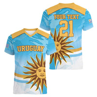 Custom Uruguay Rugby Women V-Neck T-Shirt Go Teros Summer Paris 2024 - Wonder Print Shop