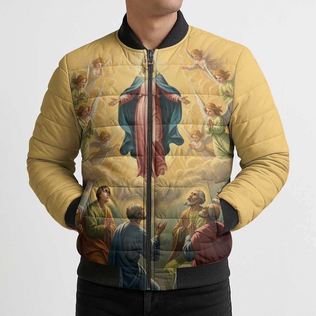 Assumption Virgin Mary to Heaven Bomber Puffer Jacket Falling Asleep of the Mother of God - Wonder Print Shop