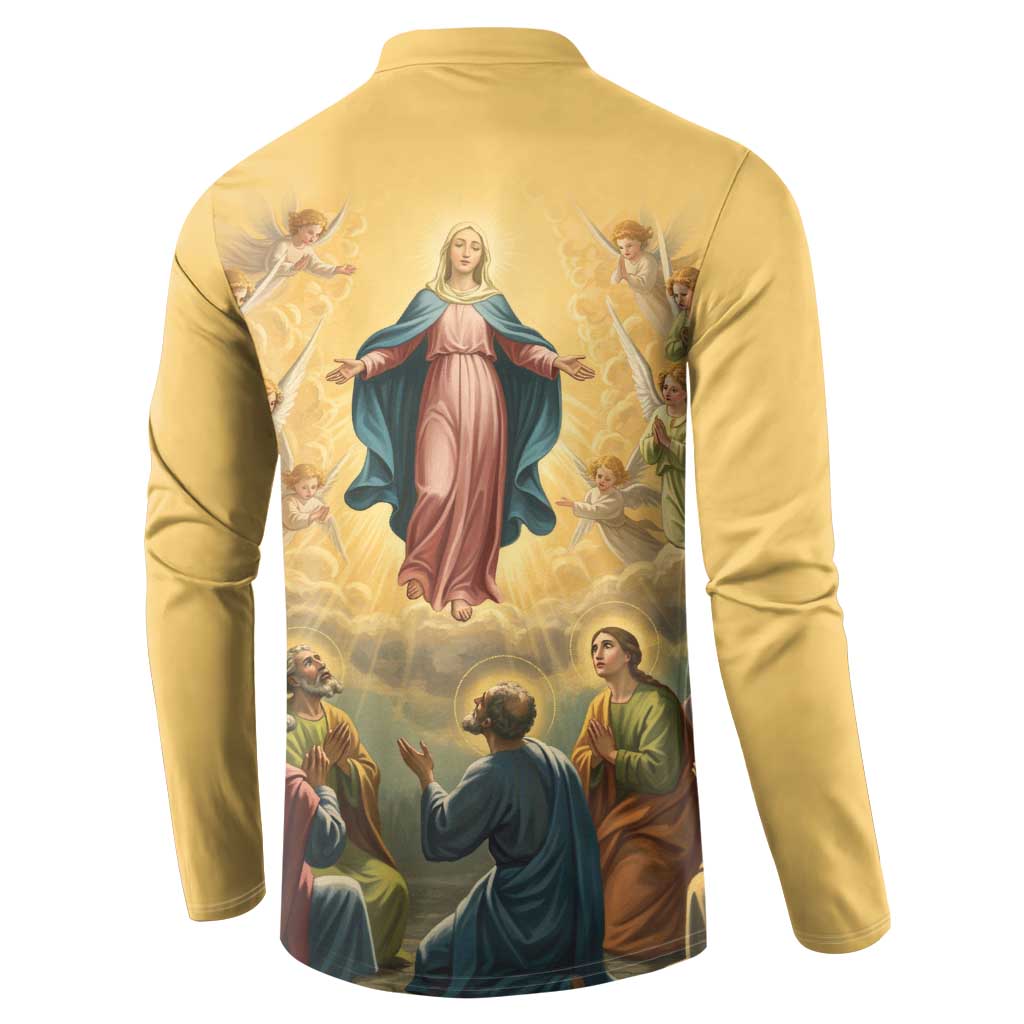 Assumption Virgin Mary to Heaven Button Sweatshirt Falling Asleep of the Mother of God - Wonder Print Shop