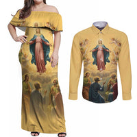 Assumption Virgin Mary to Heaven Couples Matching Off Shoulder Maxi Dress and Long Sleeve Button Shirt Falling Asleep of the Mother of God - Wonder Print Shop