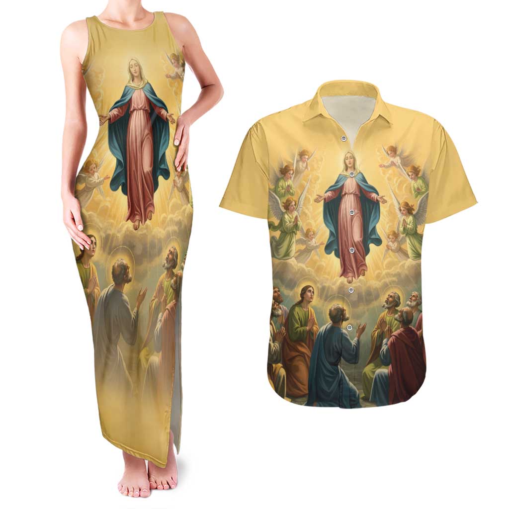 Assumption Virgin Mary to Heaven Couples Matching Tank Maxi Dress and Hawaiian Shirt Falling Asleep of the Mother of God - Wonder Print Shop