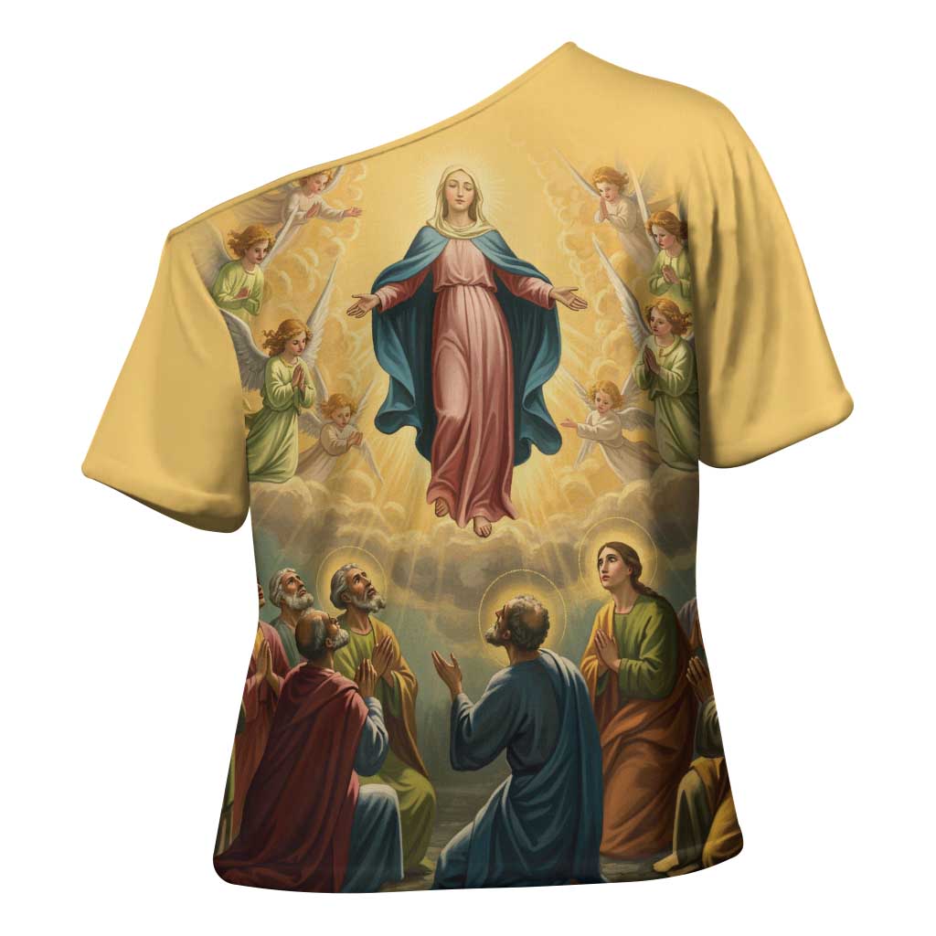 Assumption Virgin Mary to Heaven Cross Shoulder Shirt Falling Asleep of the Mother of God - Wonder Print Shop