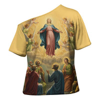 Assumption Virgin Mary to Heaven Cross Shoulder Shirt Falling Asleep of the Mother of God - Wonder Print Shop