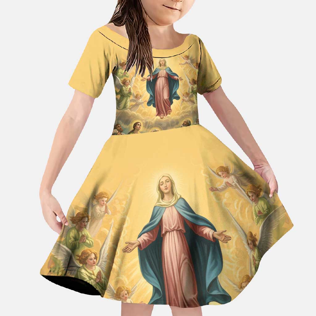 Assumption Virgin Mary to Heaven Family Matching Long Sleeve Bodycon Dress and Hawaiian Shirt Falling Asleep of the Mother of God - Wonder Print Shop
