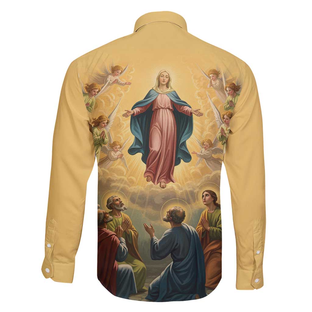 Assumption Virgin Mary to Heaven Family Matching Long Sleeve Bodycon Dress and Hawaiian Shirt Falling Asleep of the Mother of God - Wonder Print Shop