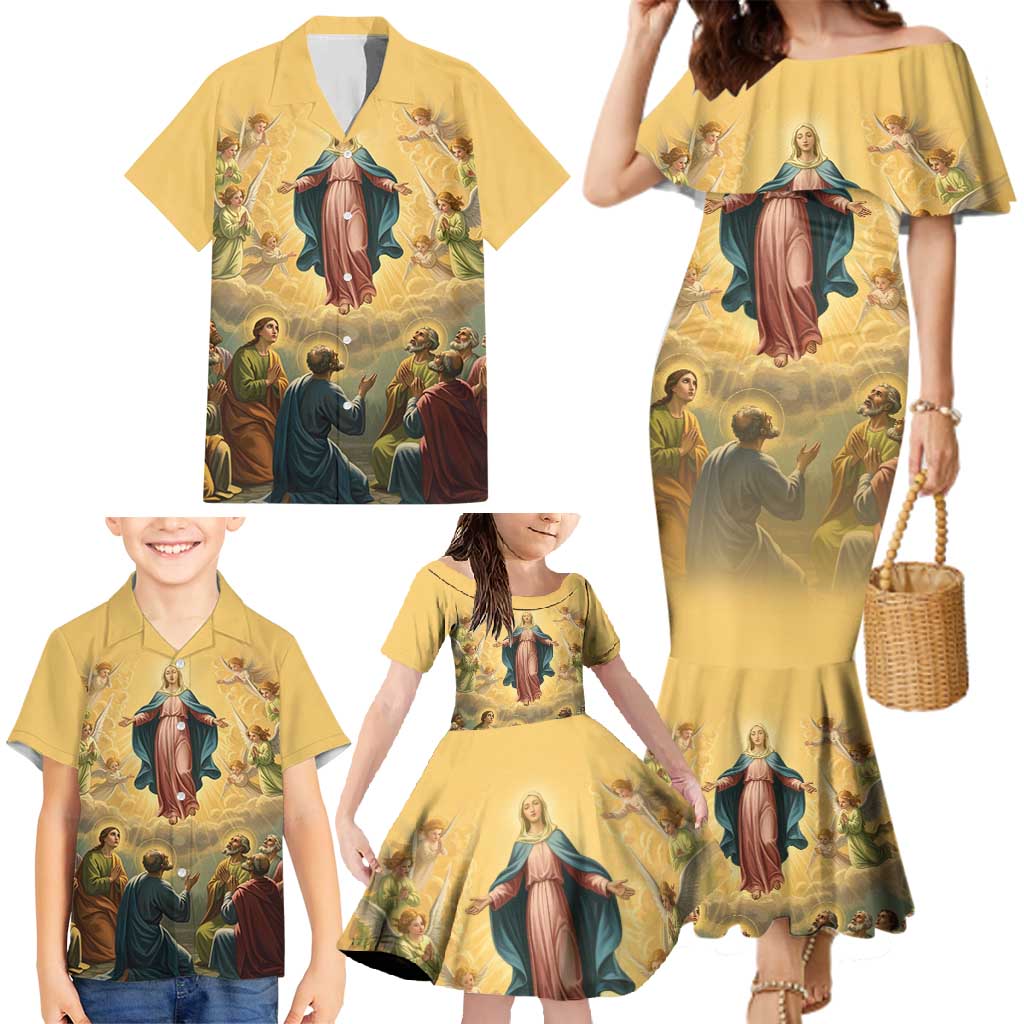 Assumption Virgin Mary to Heaven Family Matching Mermaid Dress and Hawaiian Shirt Falling Asleep of the Mother of God - Wonder Print Shop