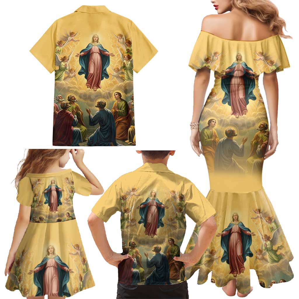 Assumption Virgin Mary to Heaven Family Matching Mermaid Dress and Hawaiian Shirt Falling Asleep of the Mother of God - Wonder Print Shop
