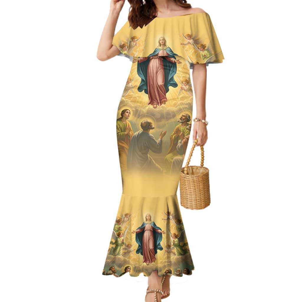 Assumption Virgin Mary to Heaven Family Matching Mermaid Dress and Hawaiian Shirt Falling Asleep of the Mother of God - Wonder Print Shop