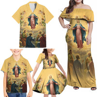 Assumption Virgin Mary to Heaven Family Matching Off Shoulder Maxi Dress and Hawaiian Shirt Falling Asleep of the Mother of God - Wonder Print Shop