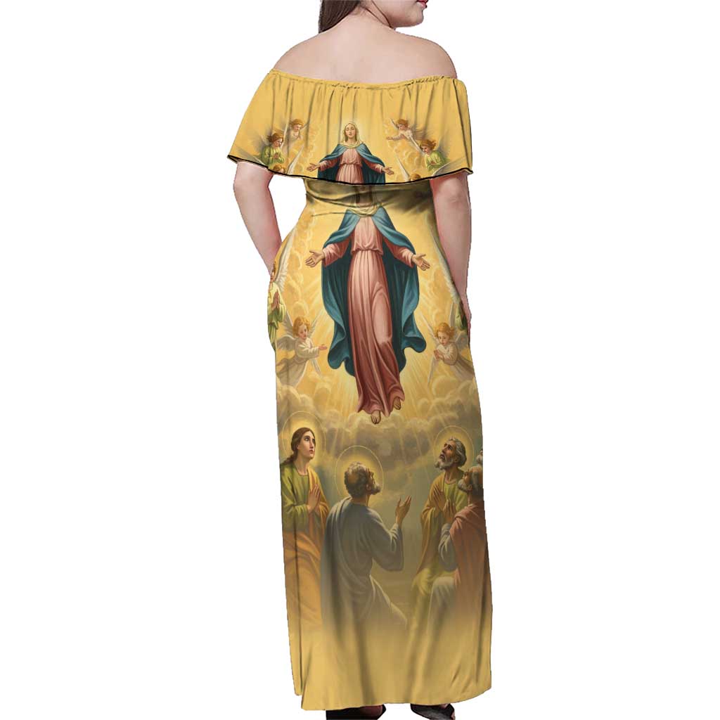 Assumption Virgin Mary to Heaven Family Matching Off Shoulder Maxi Dress and Hawaiian Shirt Falling Asleep of the Mother of God - Wonder Print Shop