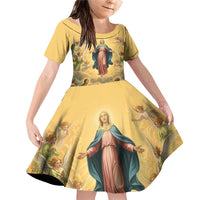 Assumption Virgin Mary to Heaven Family Matching Off Shoulder Short Dress and Hawaiian Shirt Falling Asleep of the Mother of God - Wonder Print Shop