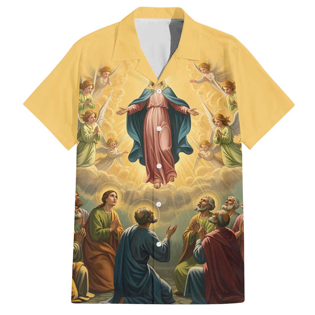 Assumption Virgin Mary to Heaven Family Matching Off Shoulder Short Dress and Hawaiian Shirt Falling Asleep of the Mother of God - Wonder Print Shop