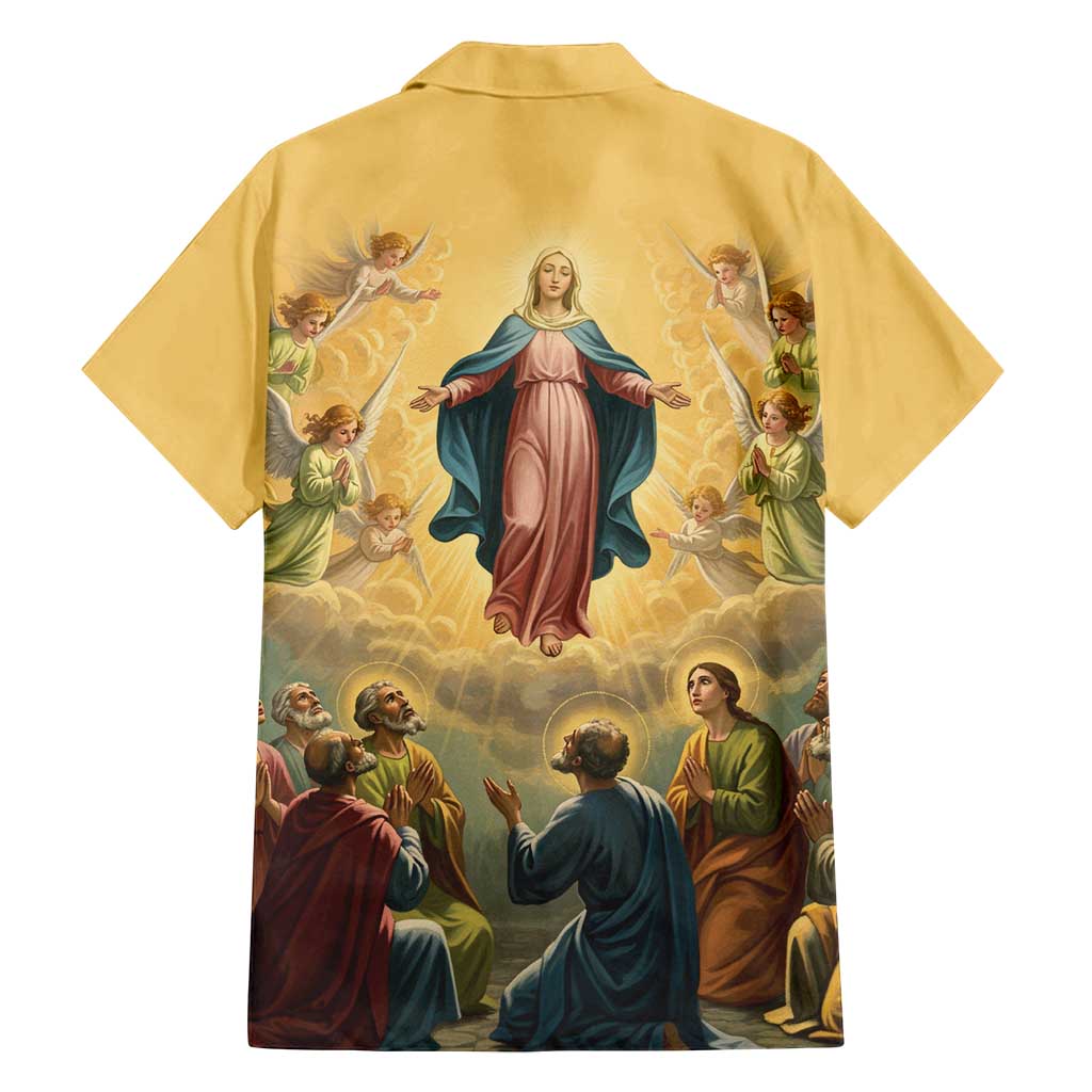 Assumption Virgin Mary to Heaven Family Matching Off Shoulder Short Dress and Hawaiian Shirt Falling Asleep of the Mother of God - Wonder Print Shop