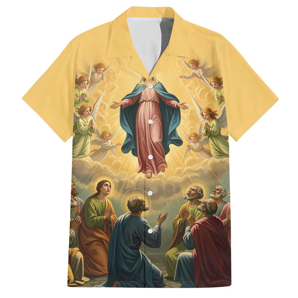 Assumption Virgin Mary to Heaven Family Matching Short Sleeve Bodycon Dress and Hawaiian Shirt Falling Asleep of the Mother of God - Wonder Print Shop