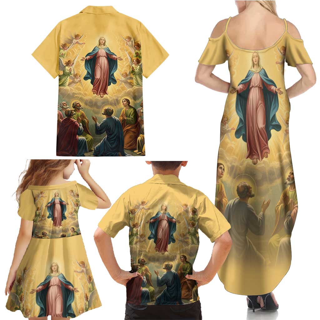 Assumption Virgin Mary to Heaven Family Matching Summer Maxi Dress and Hawaiian Shirt Falling Asleep of the Mother of God - Wonder Print Shop