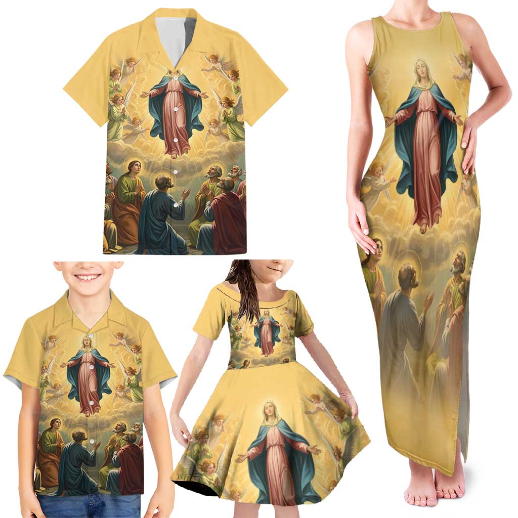 Assumption Virgin Mary to Heaven Family Matching Tank Maxi Dress and Hawaiian Shirt Falling Asleep of the Mother of God - Wonder Print Shop