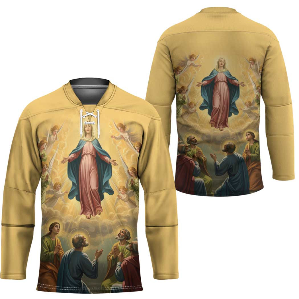Assumption Virgin Mary to Heaven Hockey Jersey Falling Asleep of the Mother of God - Wonder Print Shop