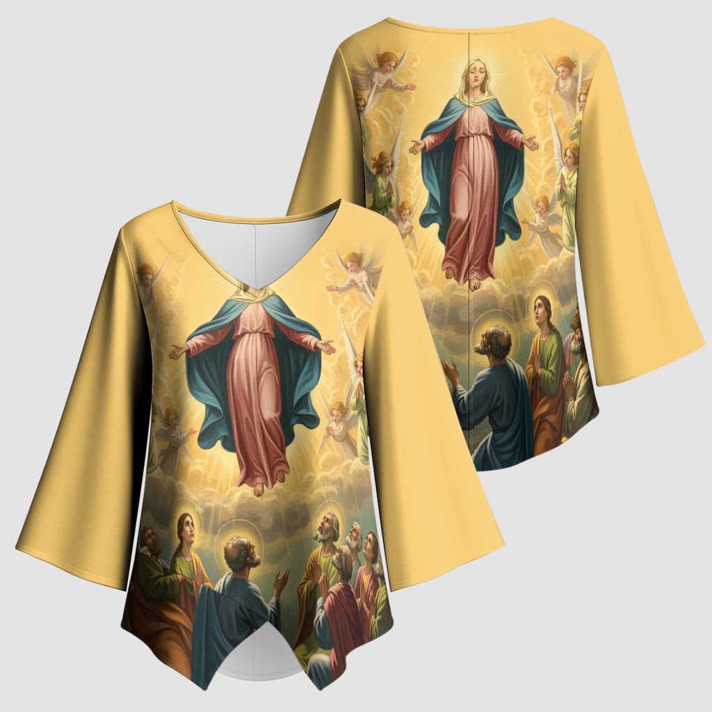 Assumption Virgin Mary to Heaven Kimono Sleeve Blouse Falling Asleep of the Mother of God - Wonder Print Shop