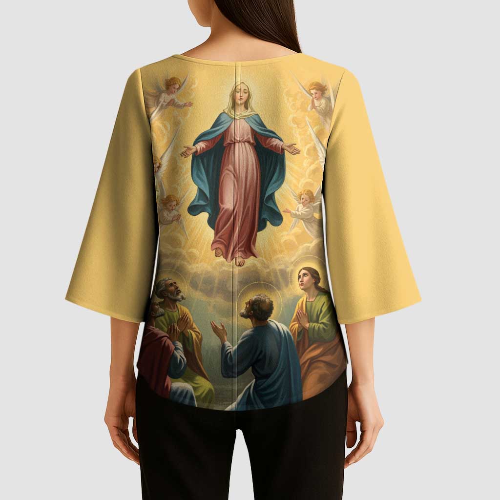 Assumption Virgin Mary to Heaven Kimono Sleeve Blouse Falling Asleep of the Mother of God - Wonder Print Shop