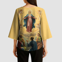 Assumption Virgin Mary to Heaven Kimono Sleeve Blouse Falling Asleep of the Mother of God - Wonder Print Shop