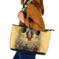 Assumption Virgin Mary to Heaven Leather Tote Bag Falling Asleep of the Mother of God - Wonder Print Shop