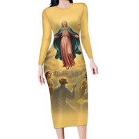 Assumption Virgin Mary to Heaven Long Sleeve Bodycon Dress Falling Asleep of the Mother of God - Wonder Print Shop