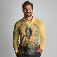 Assumption Virgin Mary to Heaven Long Sleeve Polo Shirt Falling Asleep of the Mother of God - Wonder Print Shop